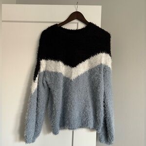 a.n.a Black, White, and Light Blue Chevron Sweater